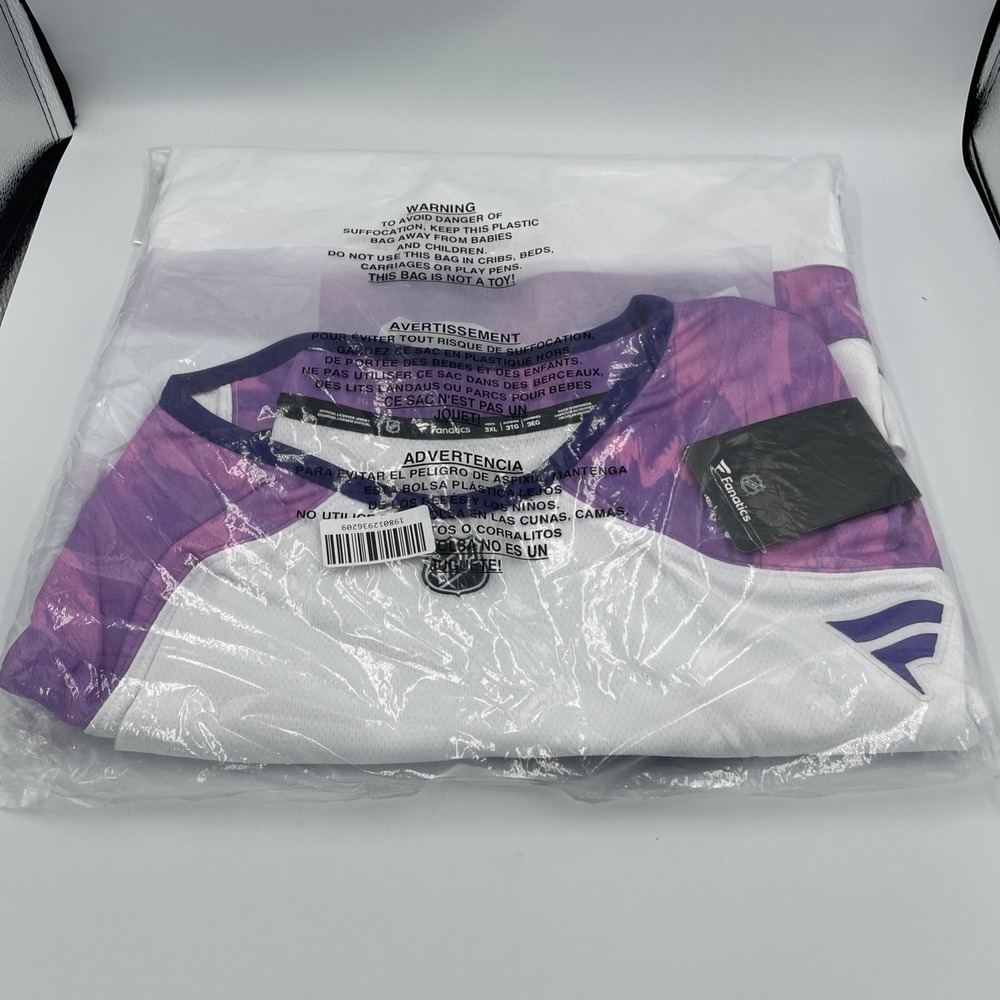 Calgary Flames Fanatics Hockey Fights Cancer Purple Jersey Men's Size 3XL New - Picture 4 of 4